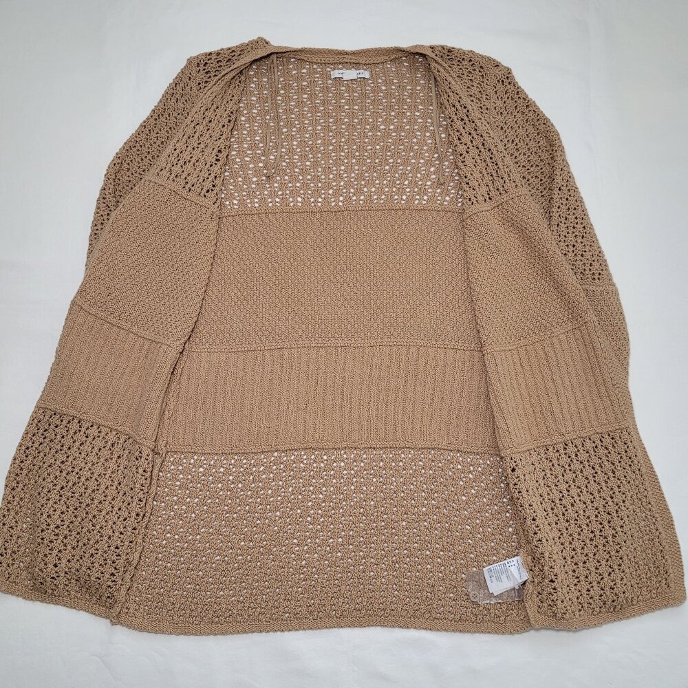 American Eagle Tan Crochet Knit Stitched Cardigan Sweater Medium Boho - Picture 6 of 11